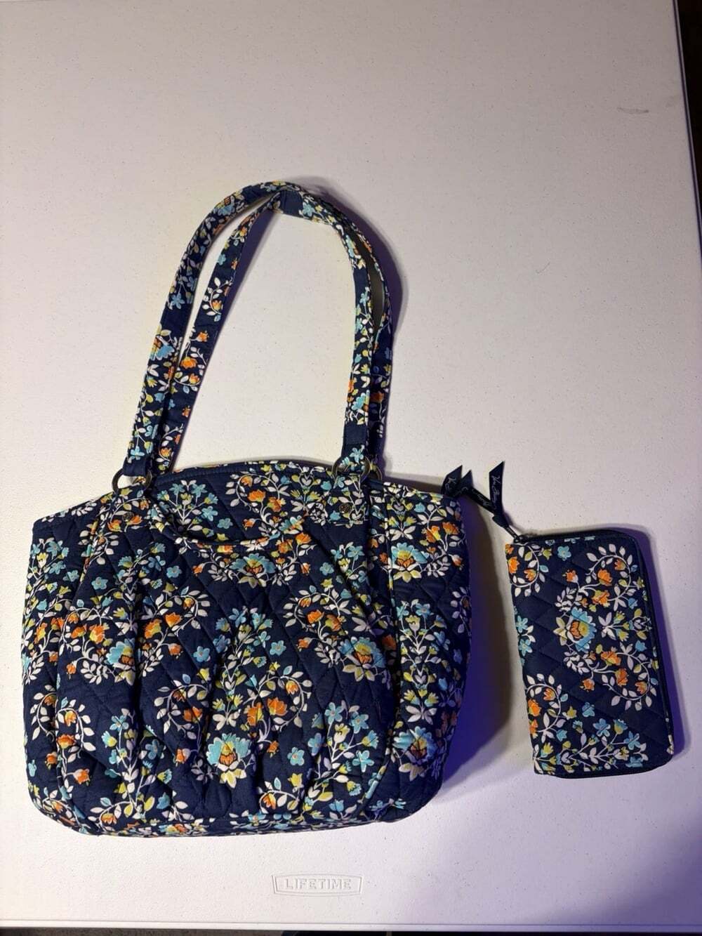 Vera Bradley Chandelier Floral Blue Tote & wallet Set